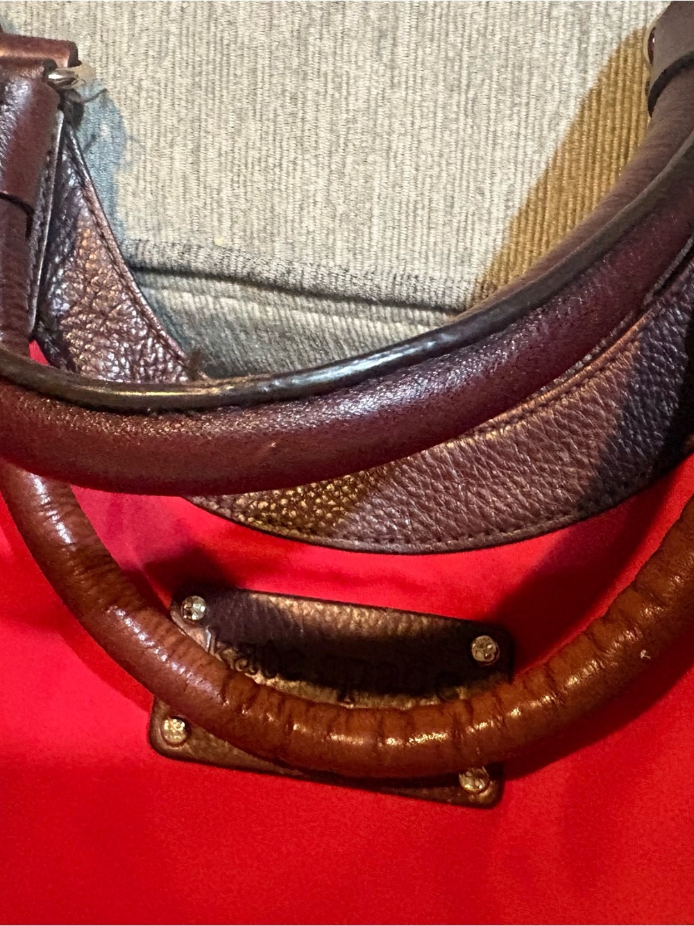 Kate Spade Vintage -Red Luxury Nylon Satchel with Brown Leather Trim and Handles - Picture 7 of 11